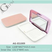 Retangular compacto pó caso/compacto pó recipiente com espelho AG-ES1009, embalagens de cosméticos do AGPM, cores/logotipo personalizado
